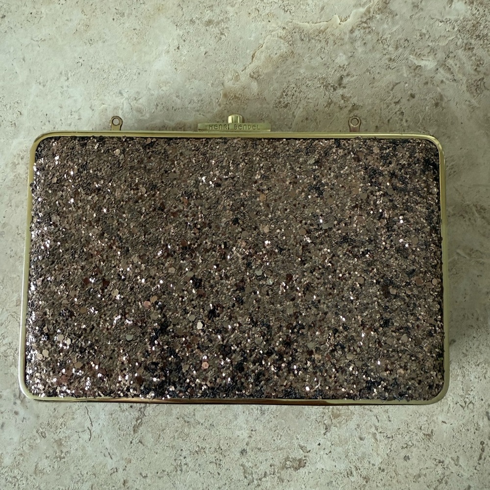 Henri Bendel Gold/Rose Gold Glitter Clutch - Picture 9 of 9